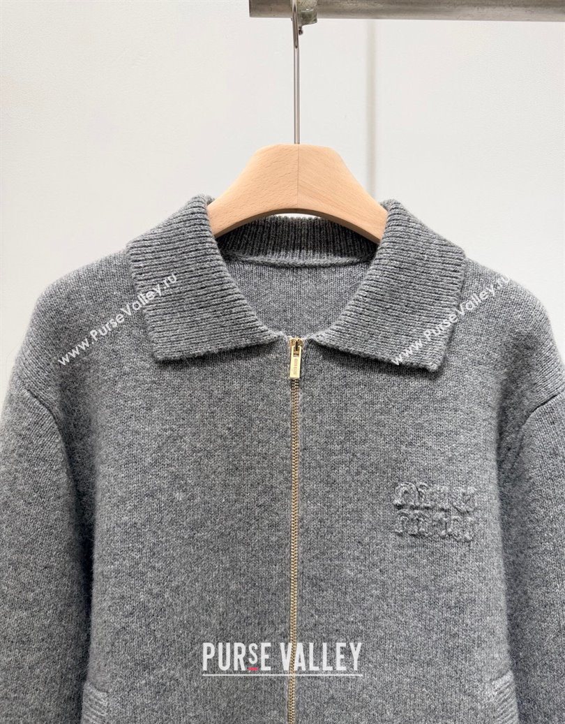 Miu Miu Wool Cashmere Cardigan Grey 2025 M110544 (QI-251105044)