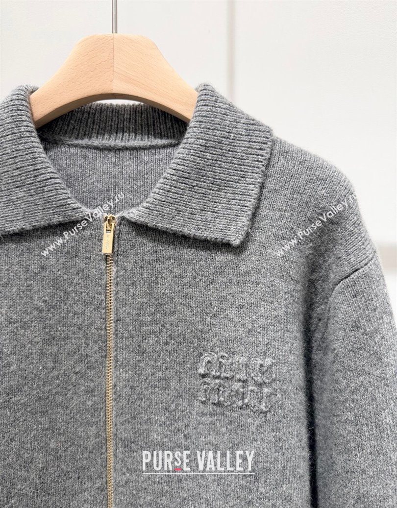 Miu Miu Wool Cashmere Cardigan Grey 2025 M110544 (QI-251105044)