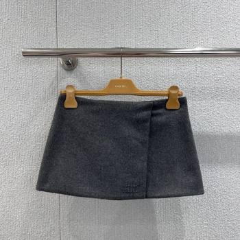 Miu Miu Wool Knit Mini Skirt Grey 2025 M110509 (QI-251105014)