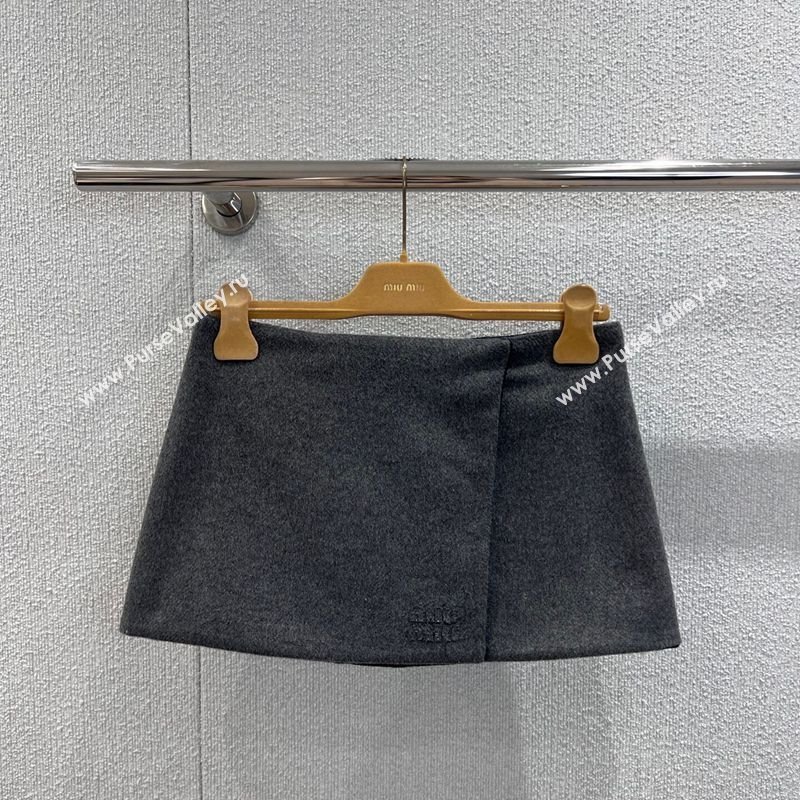 Miu Miu Wool Knit Mini Skirt Grey 2025 M110509 (QI-251105014)