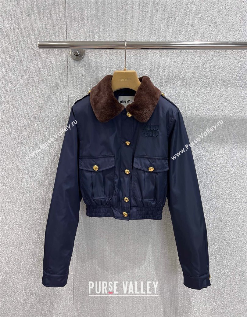 Miu Miu Nylon Padded Short Jacket and Skirt Set Blue 2025 M110501 (QI-251105001)