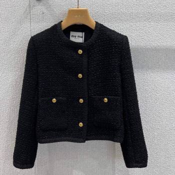 Miu Miu Tweed Jacket Black 2025 M110510 (QI-251105015)
