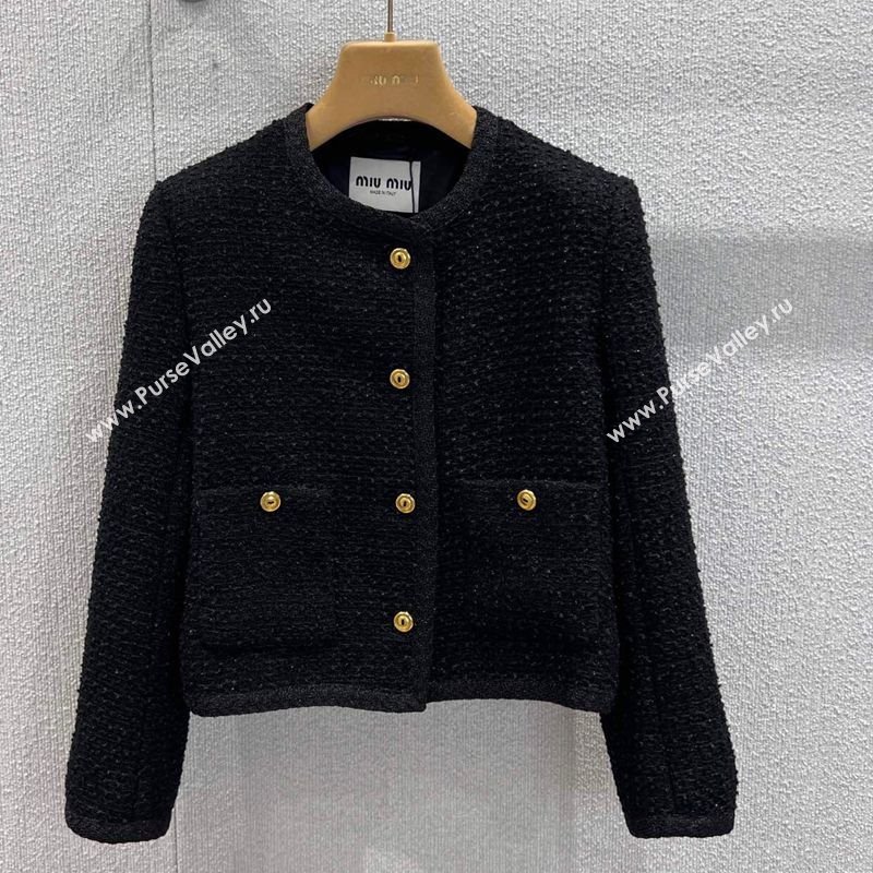Miu Miu Tweed Jacket Black 2025 M110510 (QI-251105015)