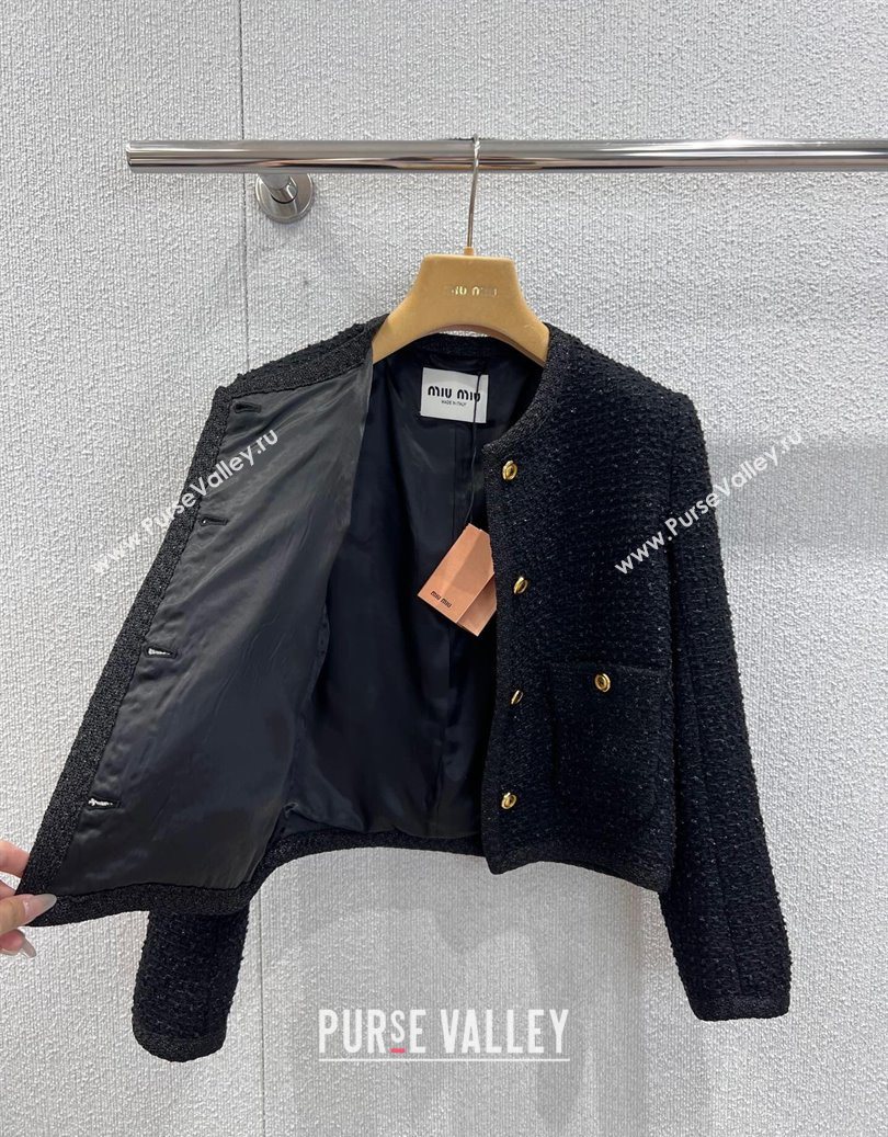 Miu Miu Tweed Jacket Black 2025 M110510 (QI-251105015)