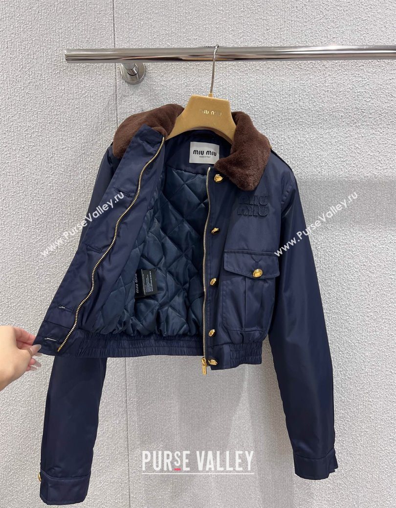 Miu Miu Nylon Padded Short Jacket and Skirt Set Blue 2025 M110501 (QI-251105001)