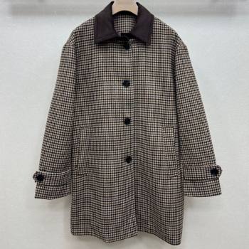 Miu Miu Wool Plaid Long Coat Brown/Multicolor 2025 M110511 (QI-251105016)