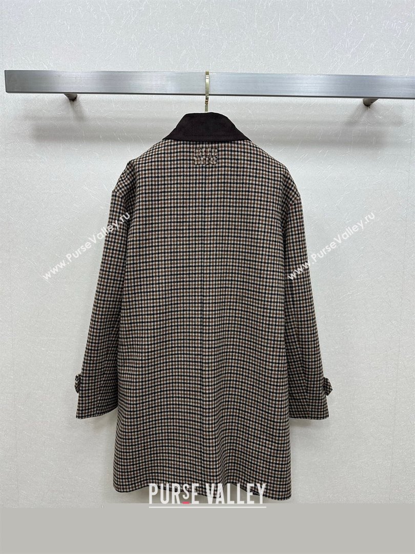 Miu Miu Wool Plaid Long Coat Brown/Multicolor 2025 M110511 (QI-251105016)