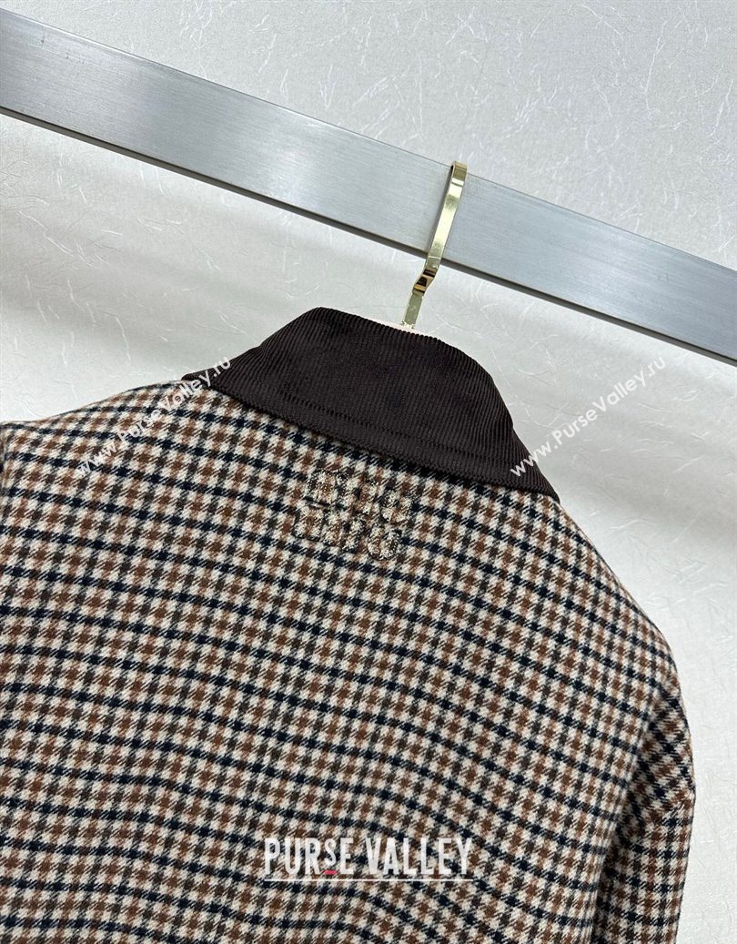 Miu Miu Wool Plaid Long Coat Brown/Multicolor 2025 M110511 (QI-251105016)