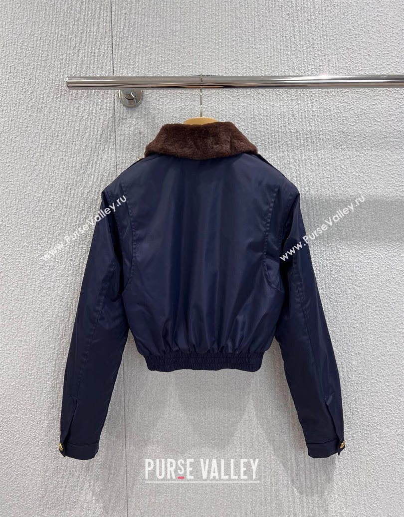 Miu Miu Nylon Padded Short Jacket and Skirt Set Blue 2025 M110501 (QI-251105001)