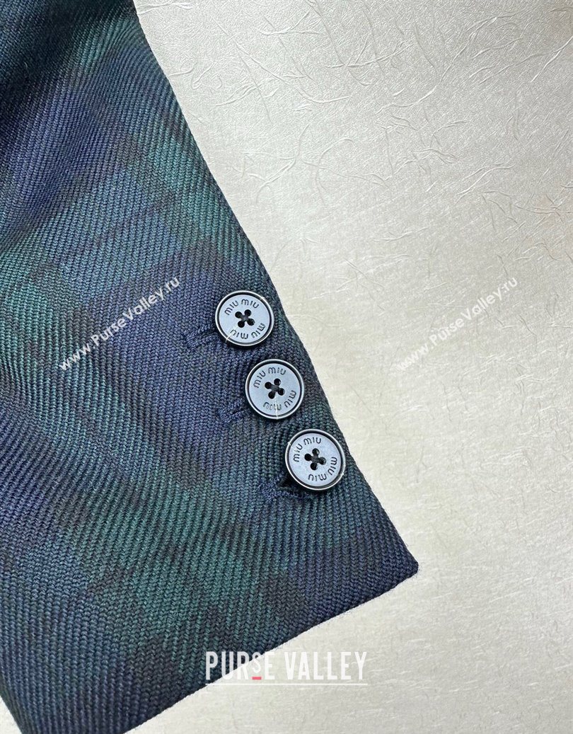 Miu Miu Plaid Jacket and Skirt Set Green/Multicolor 2025 M110512 (QI-251105017)