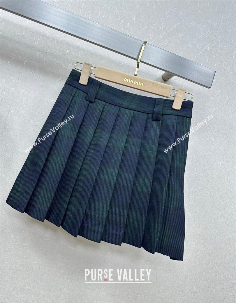 Miu Miu Plaid Jacket and Skirt Set Green/Multicolor 2025 M110512 (QI-251105017)