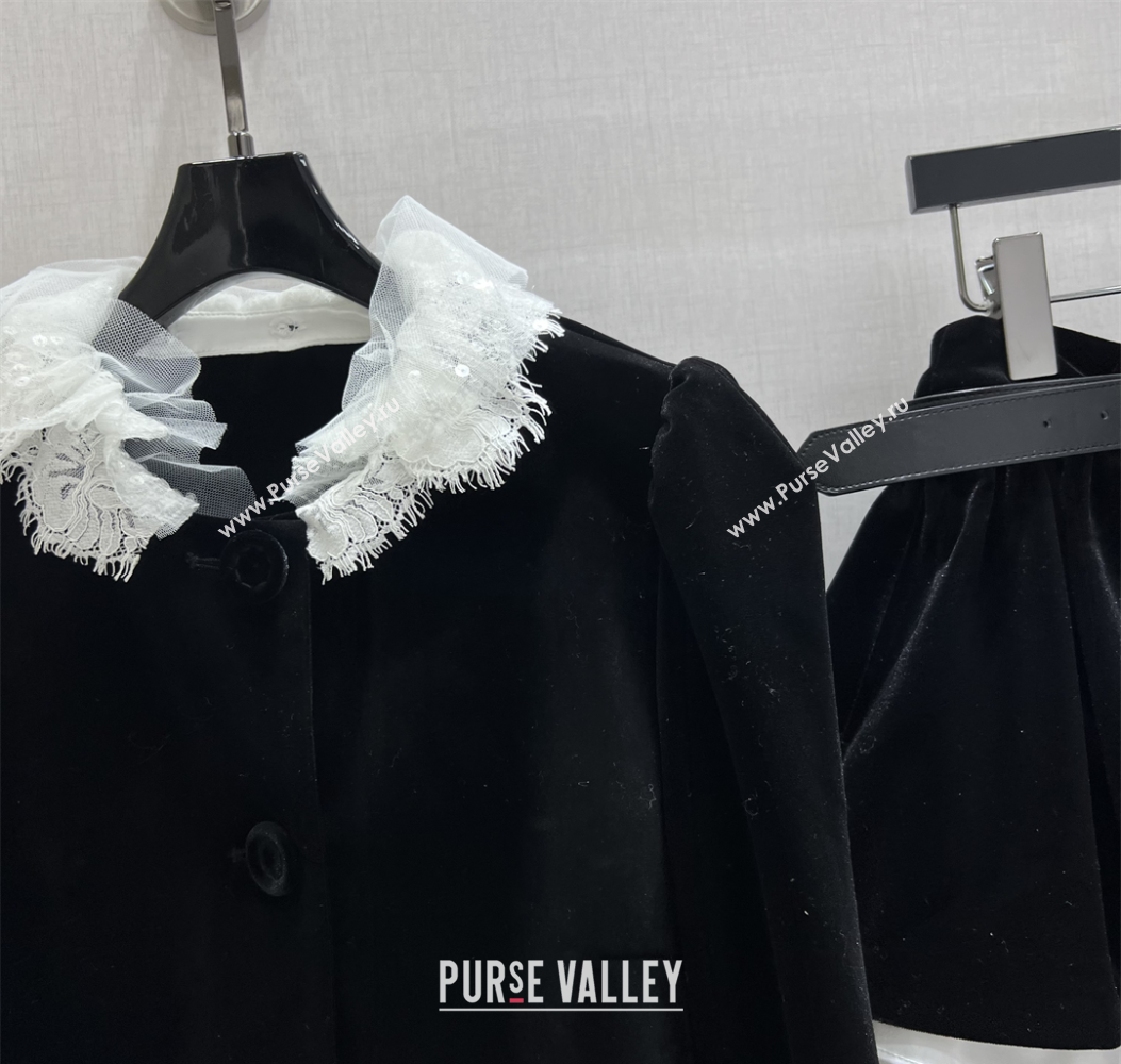 Miu Miu Jacket and Skirt Set with Lace and Sequins 2025 M110502 (QI-251105002)