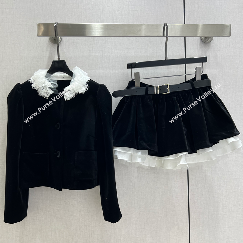 Miu Miu Jacket and Skirt Set with Lace and Sequins 2025 M110502 (QI-251105002)
