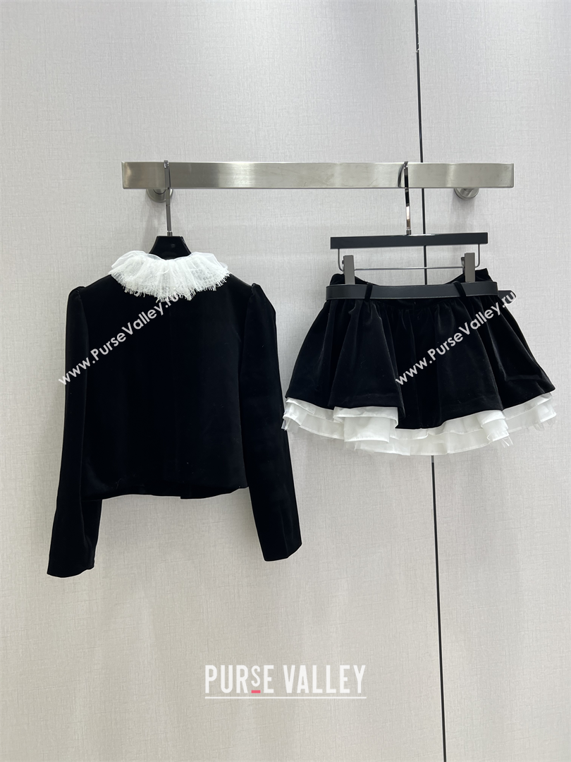Miu Miu Jacket and Skirt Set with Lace and Sequins 2025 M110502 (QI-251105002)