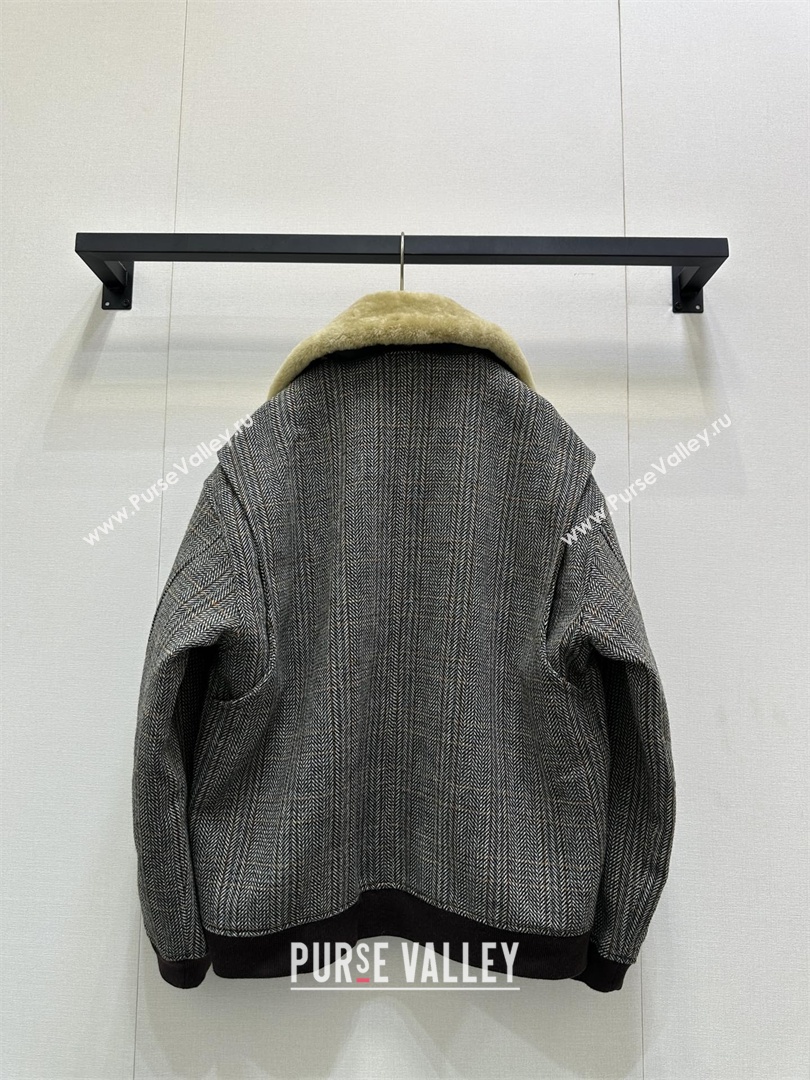 Miu Miu Houndstooth Jacket Grey 2025 M110505 (QI-251105008)