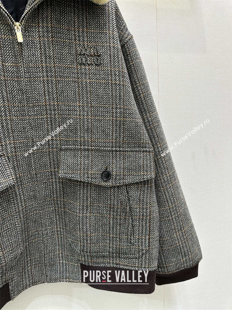 Miu Miu Houndstooth Jacket Grey 2025 M110505 (QI-251105008)