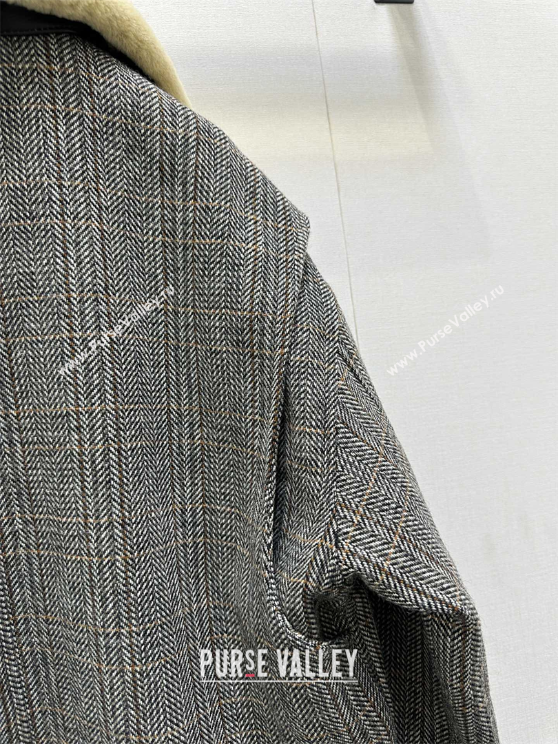 Miu Miu Houndstooth Jacket Grey 2025 M110505 (QI-251105008)