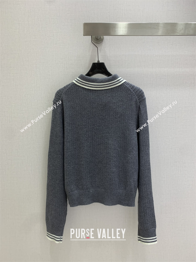 Miu Miu Wool Knit Polo Shirt and Skirt Set Grey 2025 M110506 (QI-251105009)