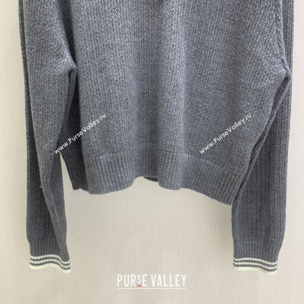 Miu Miu Wool Knit Polo Shirt and Skirt Set Grey 2025 M110506 (QI-251105009)