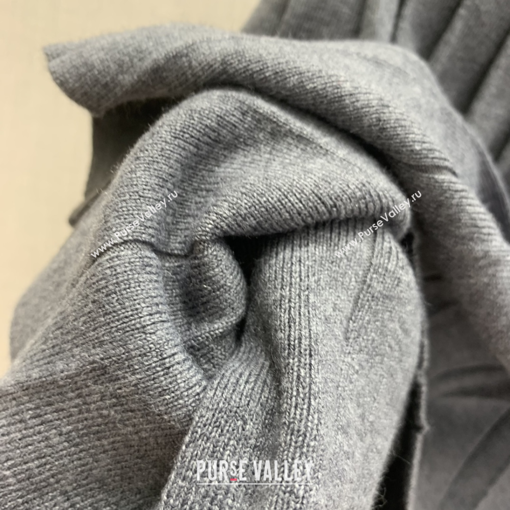 Miu Miu Wool Knit Polo Shirt and Skirt Set Grey 2025 M110506 (QI-251105009)