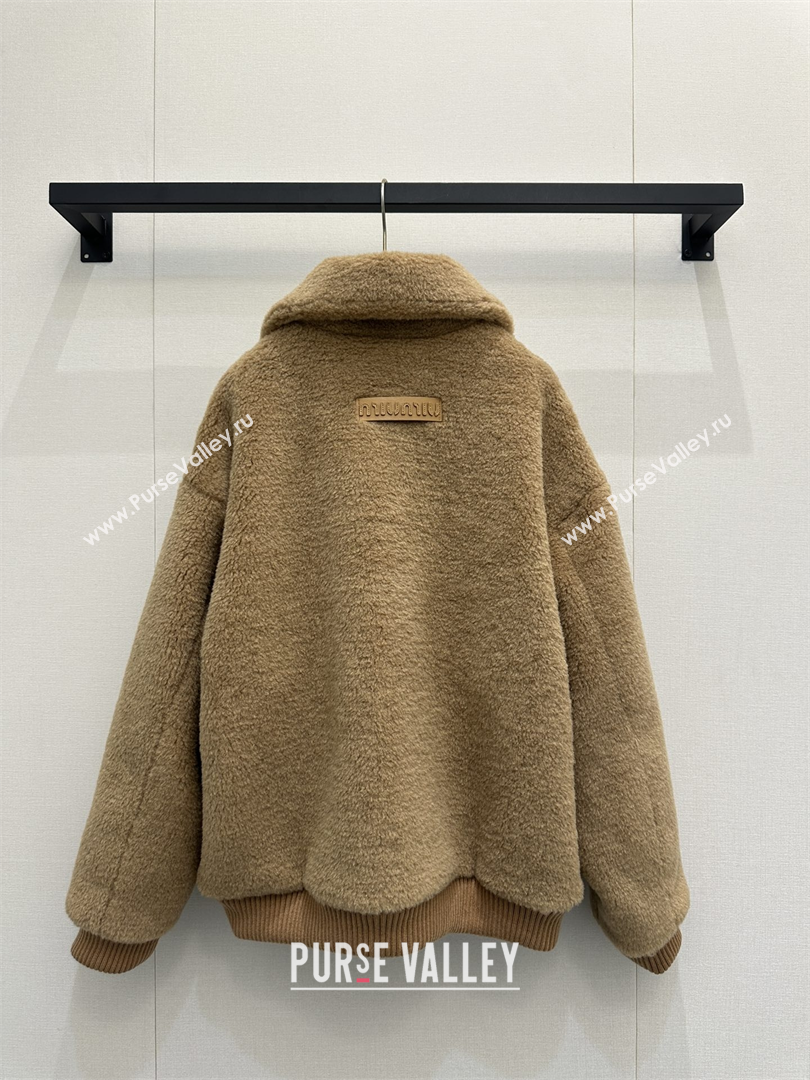 Miu Miu Teddy Fur and Wool Jacket Brown 2025 M110547 (QI-251105047)