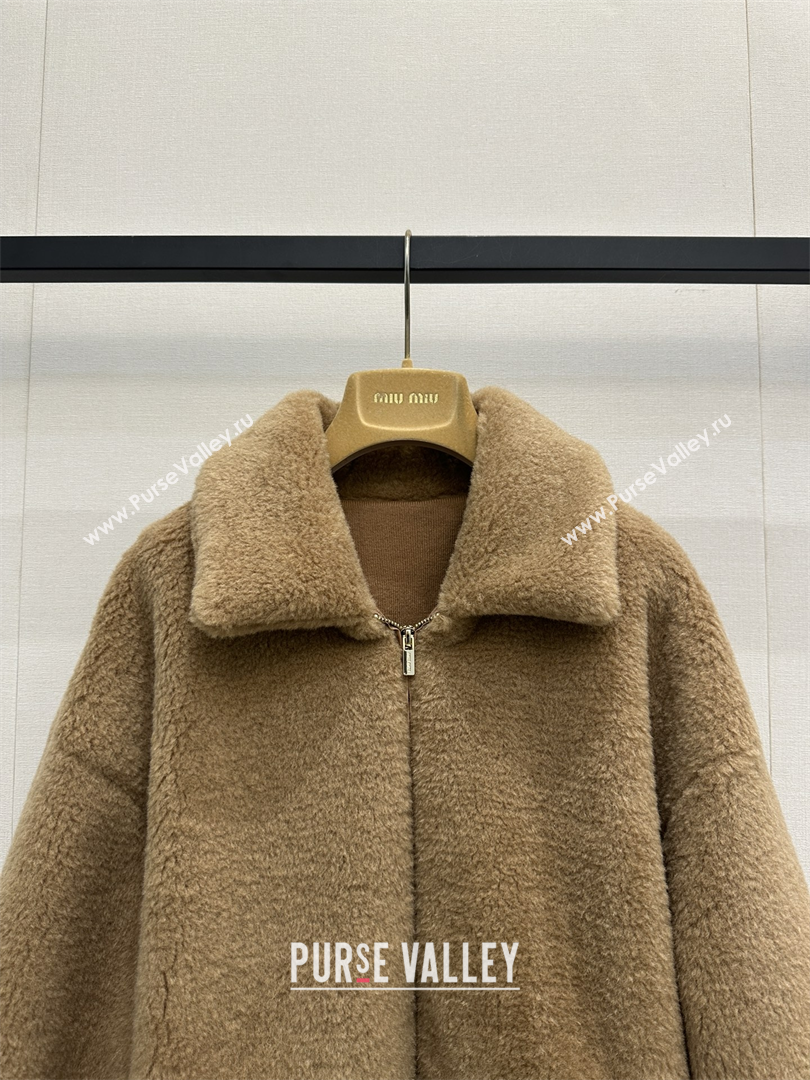 Miu Miu Teddy Fur and Wool Jacket Brown 2025 M110547 (QI-251105047)