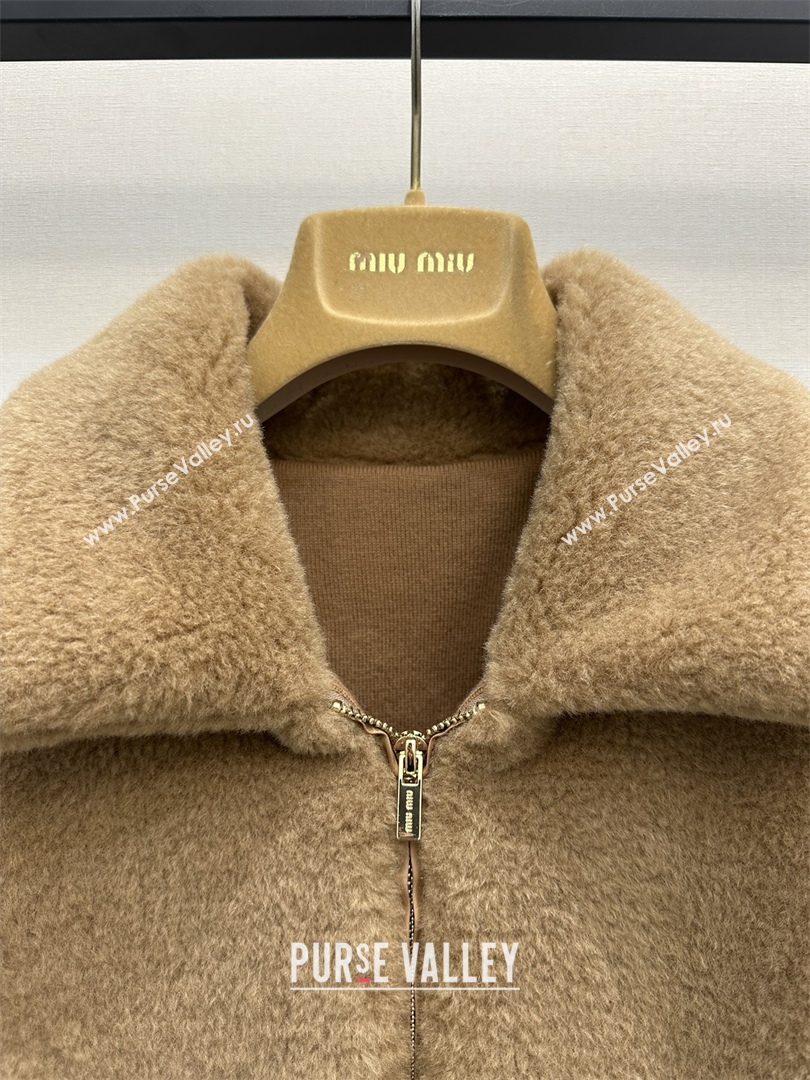 Miu Miu Teddy Fur and Wool Jacket Brown 2025 M110547 (QI-251105047)