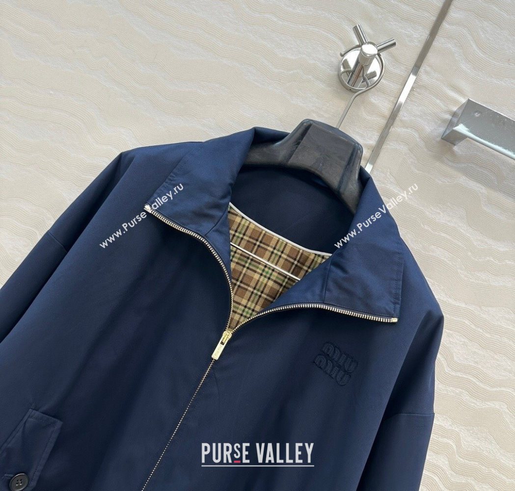 Miu Miu Cotton Jacket Dark Blue 2025 MM111409 (QI-251114014)