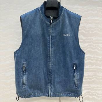 Miu Miu Blue Denim Vest 2025 MM111408 (QI-251114011)