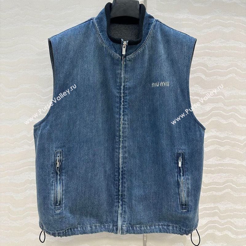 Miu Miu Blue Denim Vest 2025 MM111408 (QI-251114011)