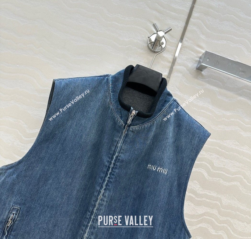 Miu Miu Blue Denim Vest 2025 MM111408 (QI-251114011)