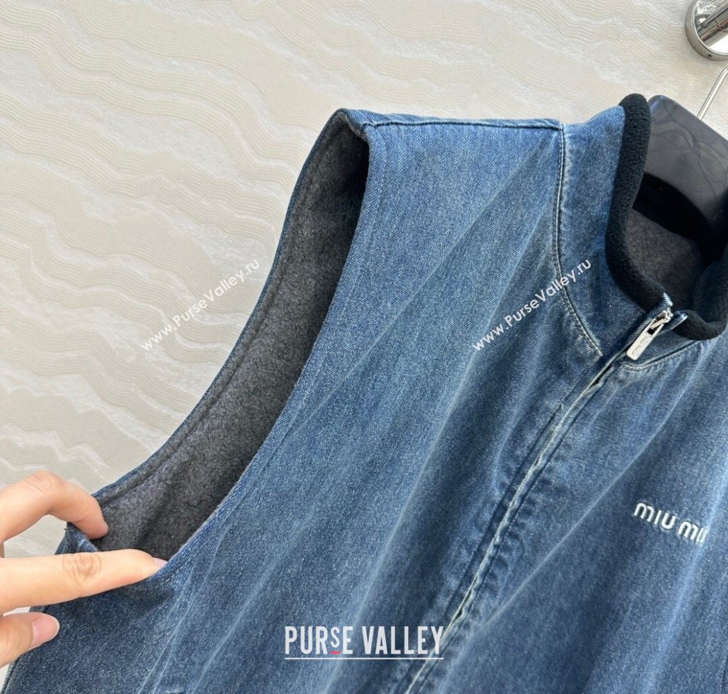 Miu Miu Blue Denim Vest 2025 MM111408 (QI-251114011)