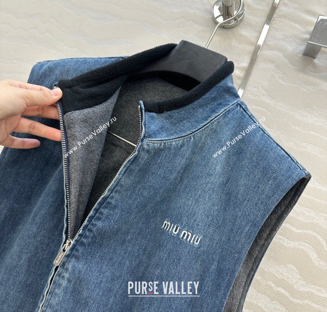 Miu Miu Blue Denim Vest 2025 MM111408 (QI-251114011)