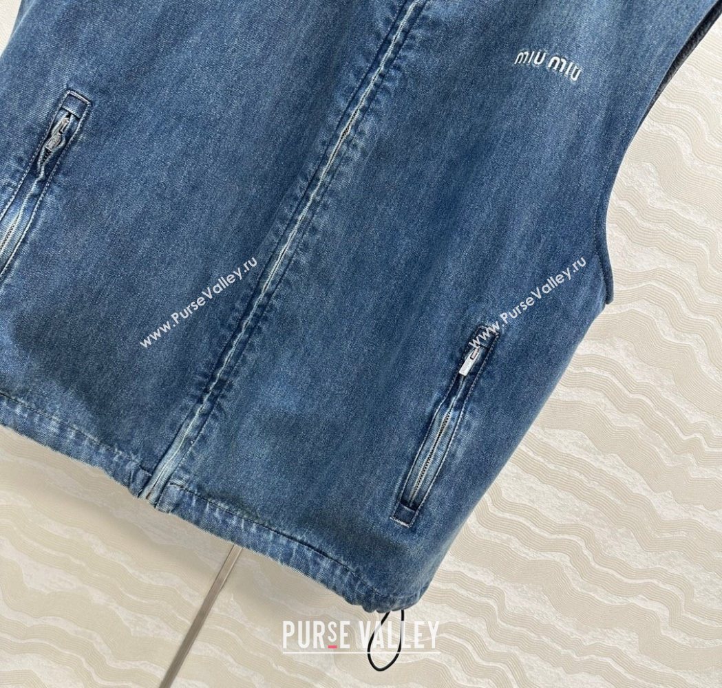 Miu Miu Blue Denim Vest 2025 MM111408 (QI-251114011)
