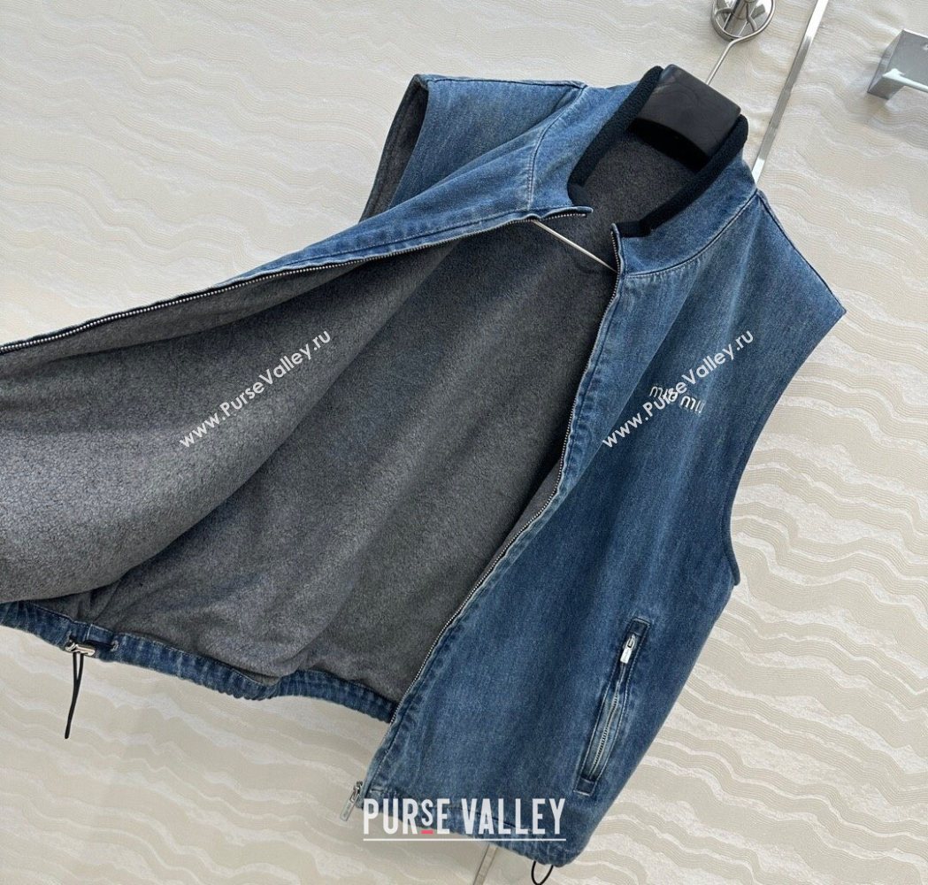 Miu Miu Blue Denim Vest 2025 MM111408 (QI-251114011)