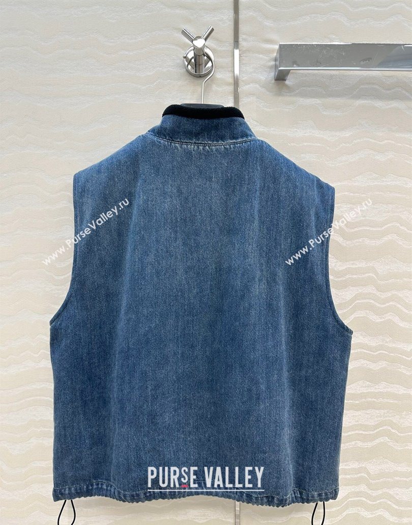 Miu Miu Blue Denim Vest 2025 MM111408 (QI-251114011)
