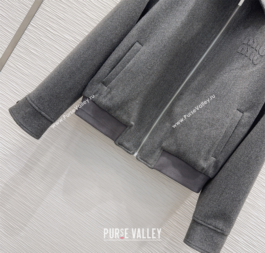 Miu Miu Cotton Jacket Grey 2025 MM111450 (QI-251114051)