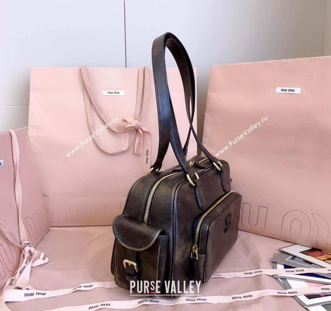 Miu Miu Pocket nappa leather top-handle bag Coffee Brown 2025 5BB179 (JD-251121046)