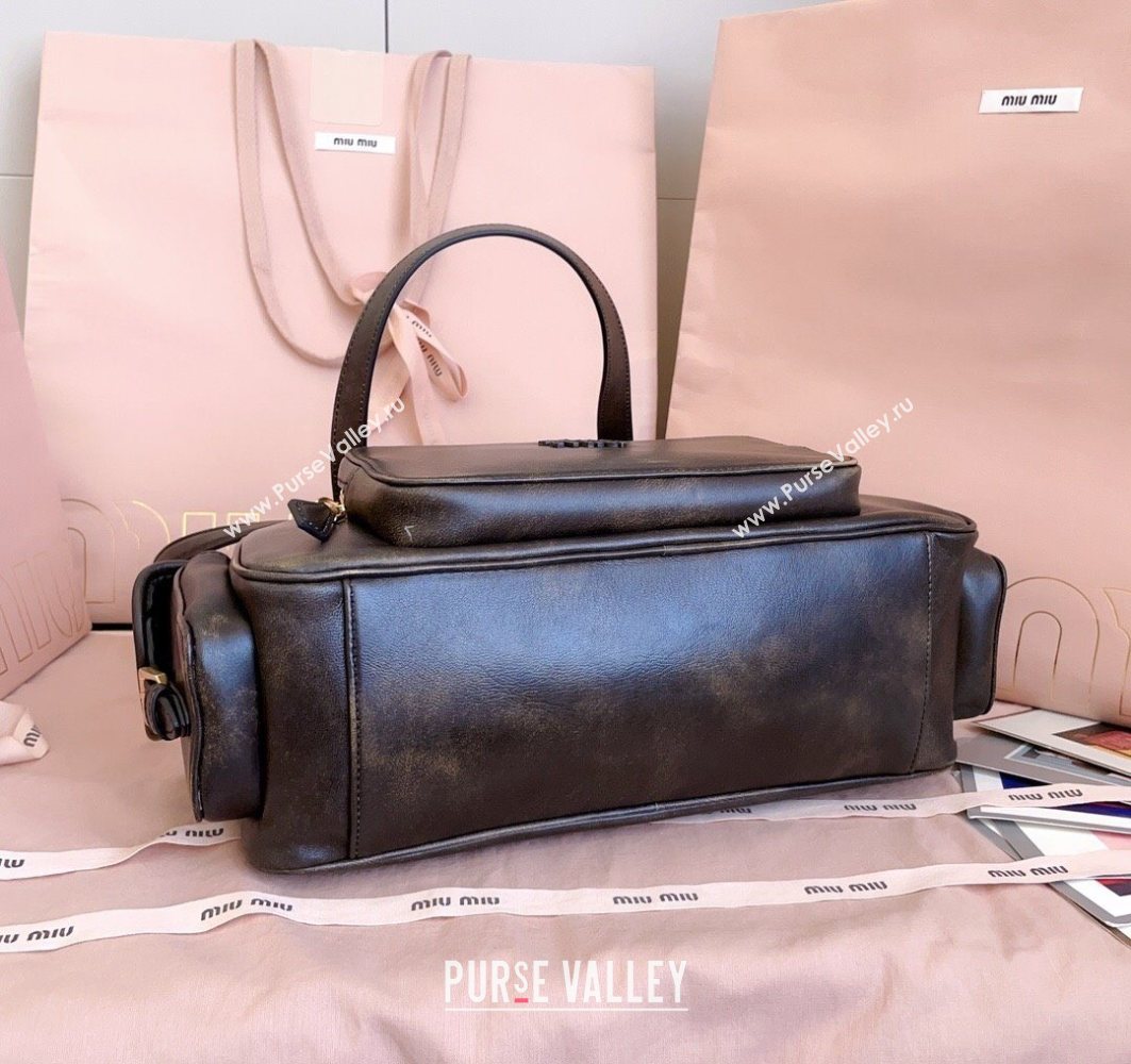 Miu Miu Pocket nappa leather top-handle bag Coffee Brown 2025 5BB179 (JD-251121046)