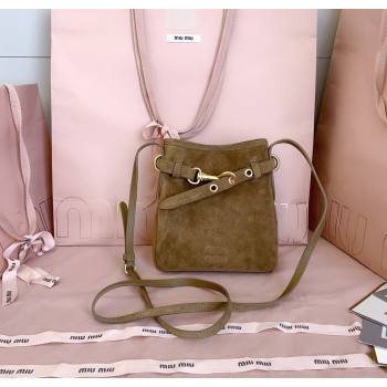 Miu Miu Suede Pouch Mini Bag Olive Green 2025 5NR461 (JD-251121042)
