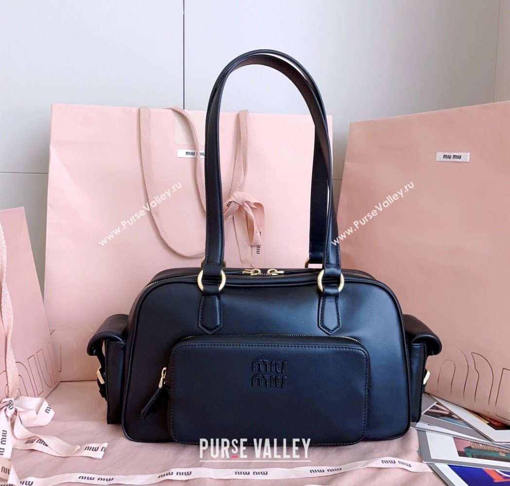 Miu Miu Pocket nappa leather top-handle bag Black 2025 5BB179 (JD-251121047)