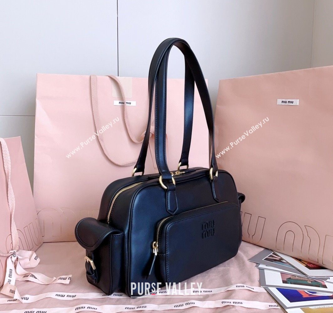 Miu Miu Pocket nappa leather top-handle bag Black 2025 5BB179 (JD-251121047)