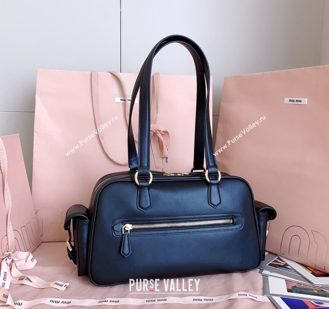 Miu Miu Pocket nappa leather top-handle bag Black 2025 5BB179 (JD-251121047)