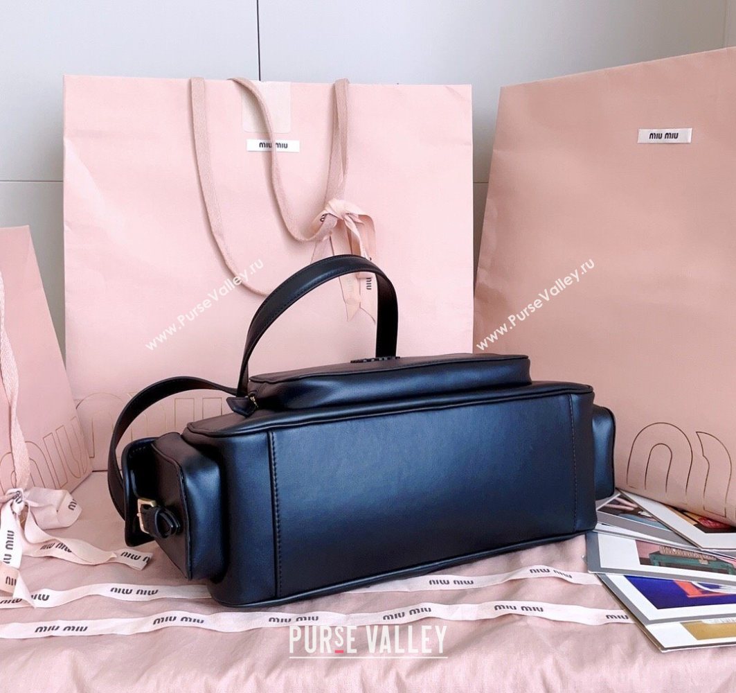 Miu Miu Pocket nappa leather top-handle bag Black 2025 5BB179 (JD-251121047)