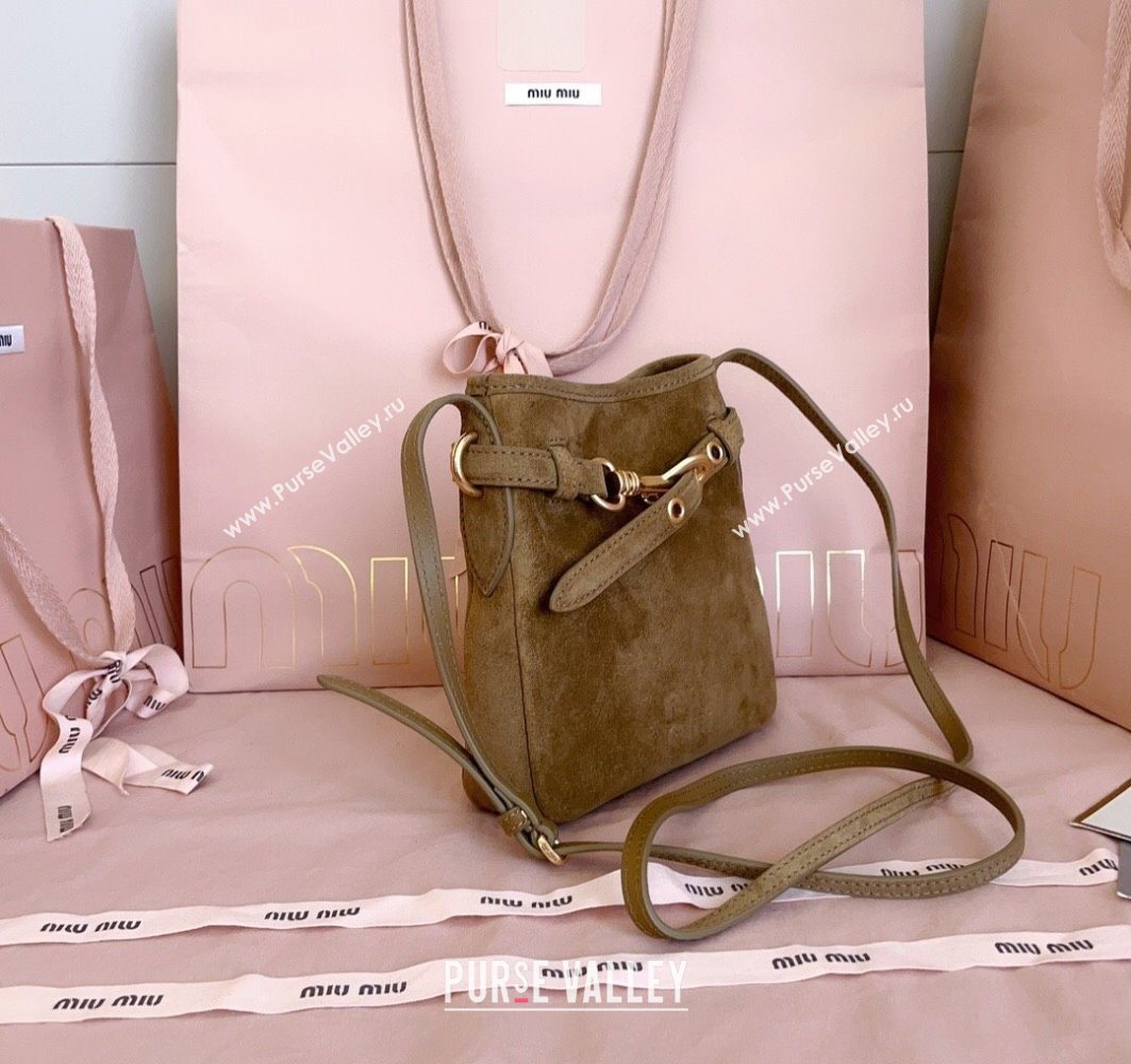Miu Miu Suede Pouch Mini Bag Olive Green 2025 5NR461 (JD-251121042)