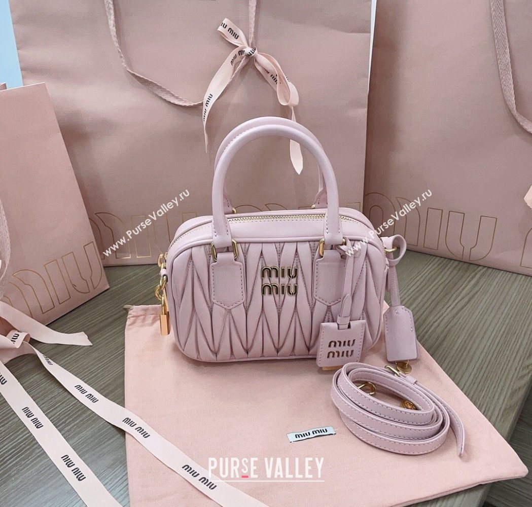 Miu Miu Matelasse Nappa Leather Top Handle Bag 5BB123 Alabaster Pink 2025 (JD-251121048)