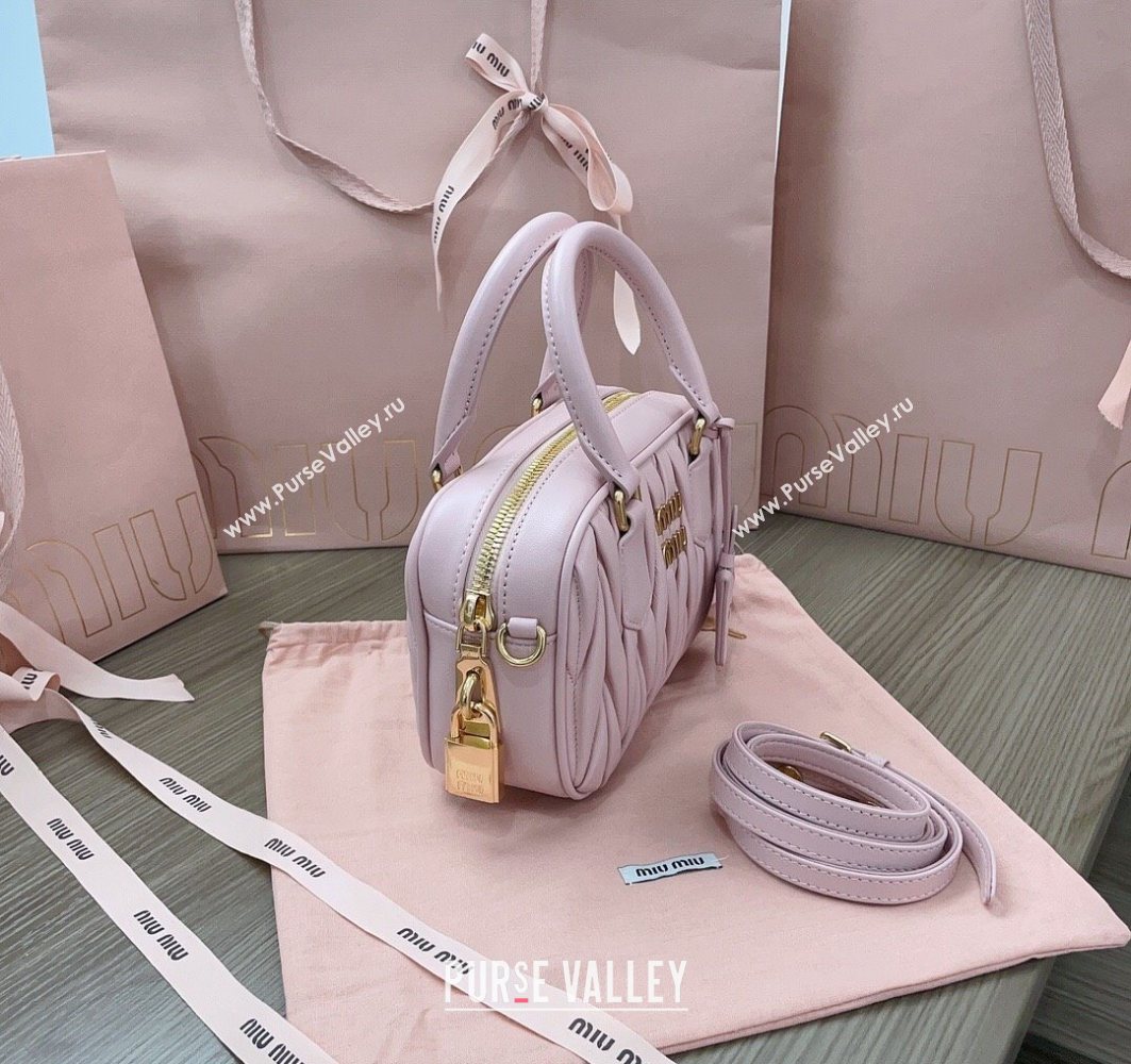 Miu Miu Matelasse Nappa Leather Top Handle Bag 5BB123 Alabaster Pink 2025 (JD-251121048)