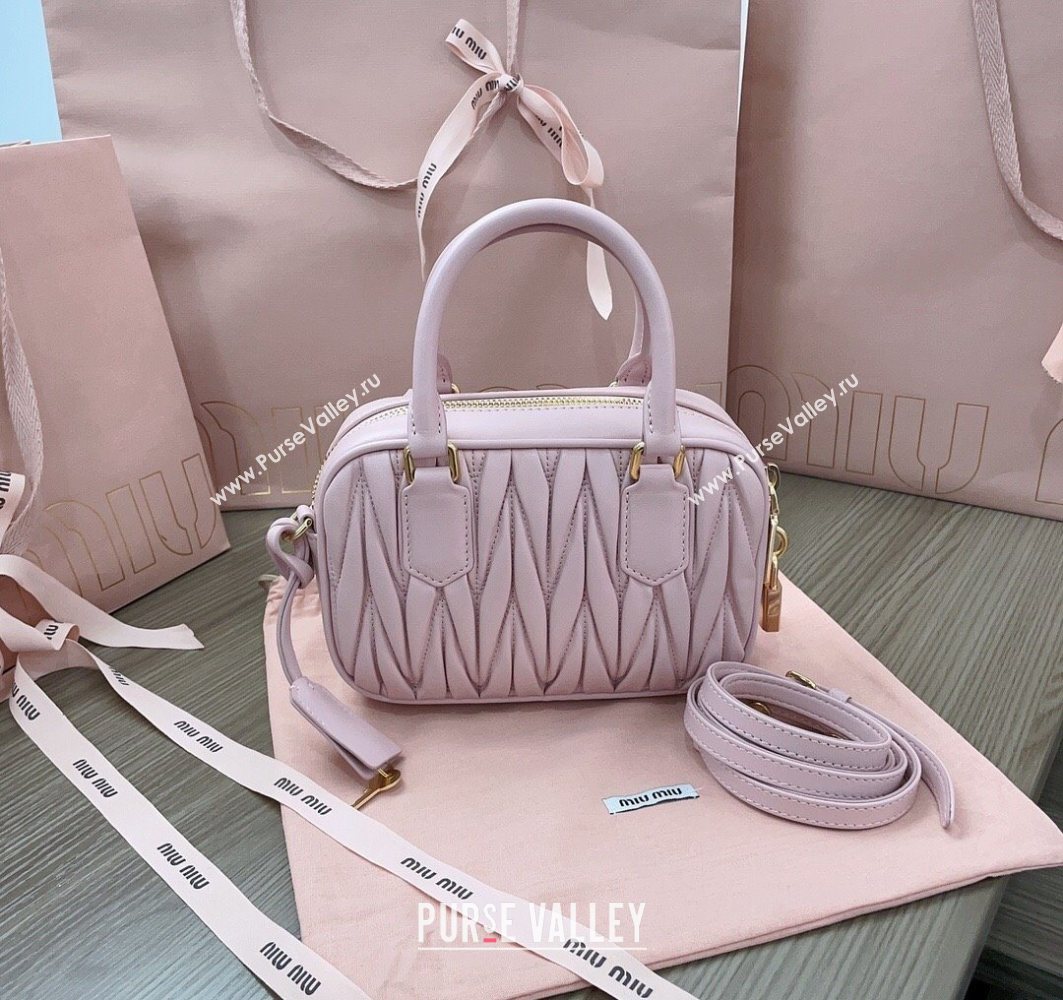Miu Miu Matelasse Nappa Leather Top Handle Bag 5BB123 Alabaster Pink 2025 (JD-251121048)