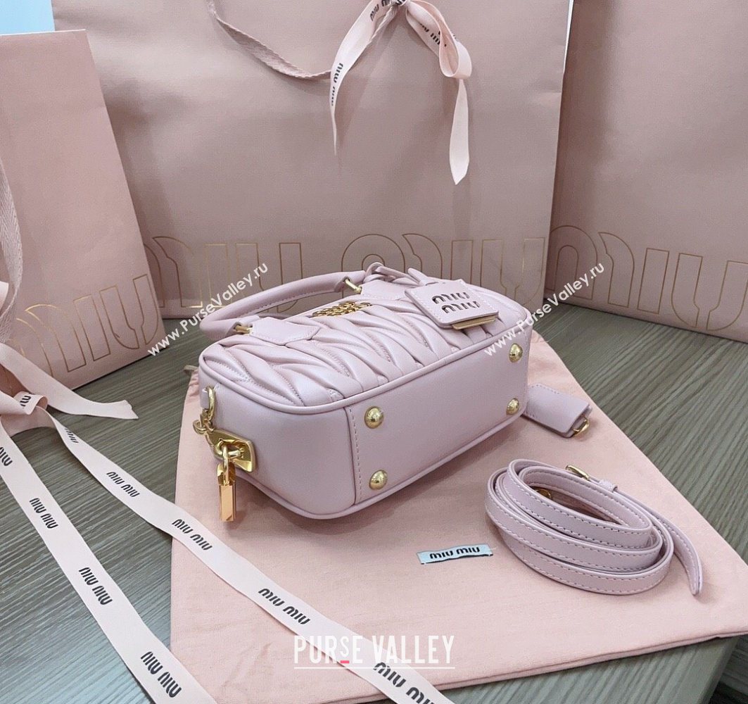 Miu Miu Matelasse Nappa Leather Top Handle Bag 5BB123 Alabaster Pink 2025 (JD-251121048)