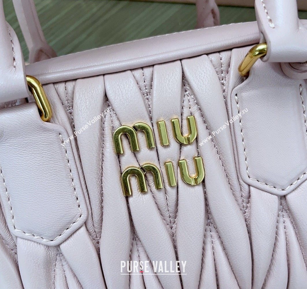 Miu Miu Matelasse Nappa Leather Top Handle Bag 5BB123 Alabaster Pink 2025 (JD-251121048)